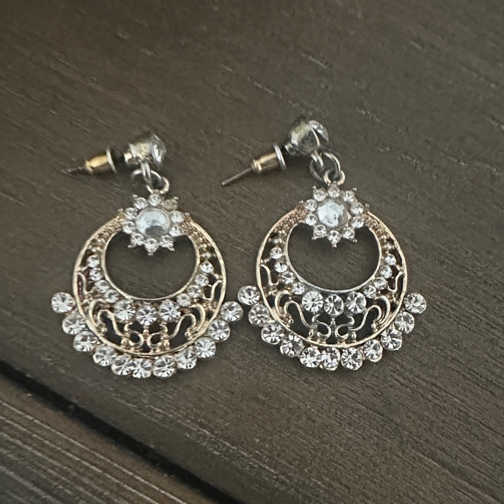 Elegant Gold and Silver Crystal Earrings